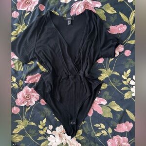 Forever 21 Black V-Neck Bodysuit